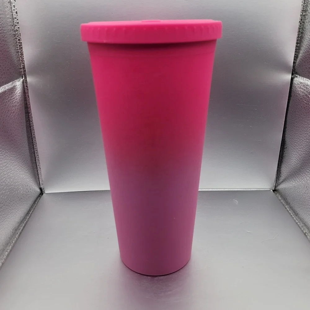 Dunkin' 24oz Tumbler Pink Ombre w Lid 2021 Soft‎ Side